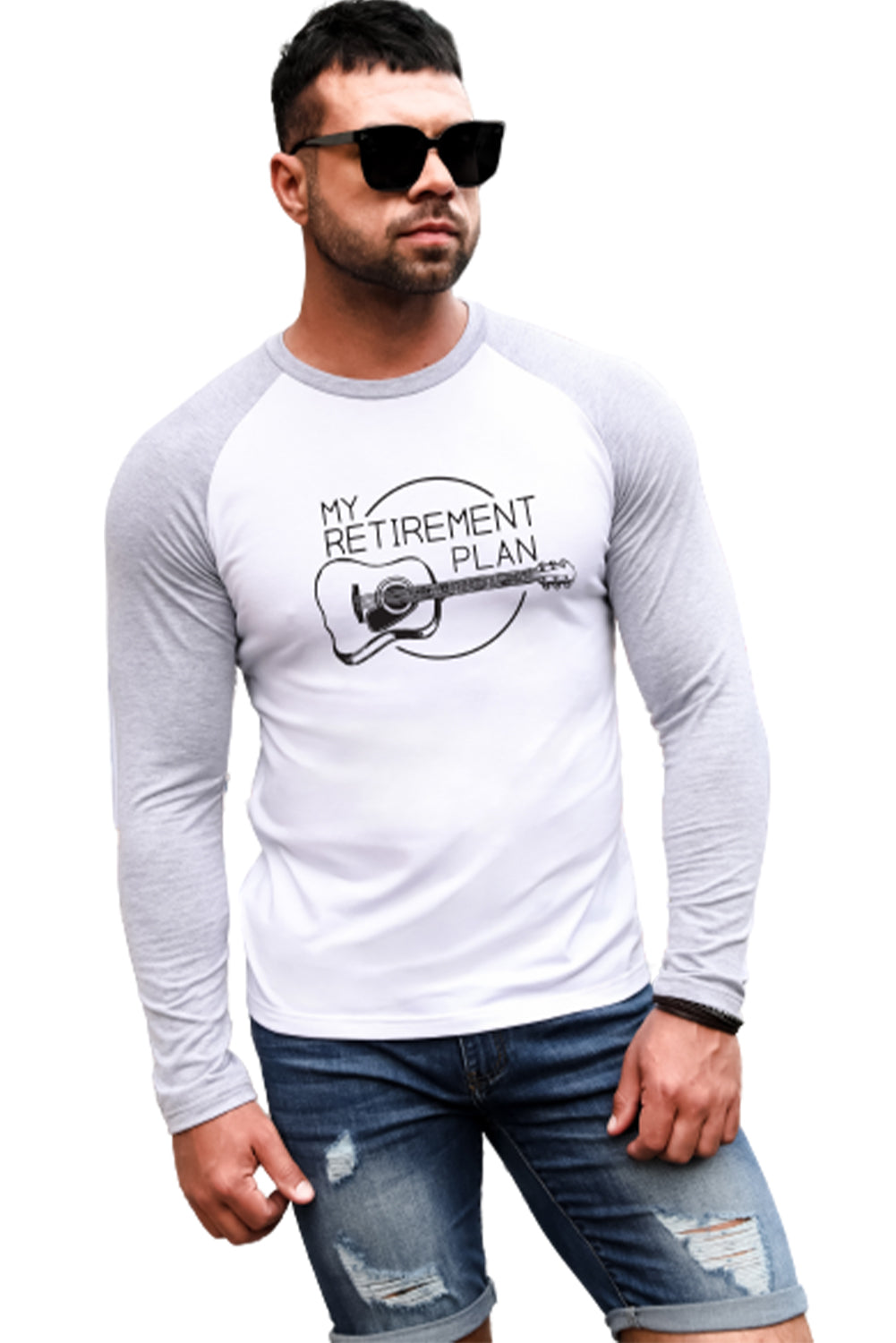 My Retirement Plan Guitar Print Color Block Men's Top