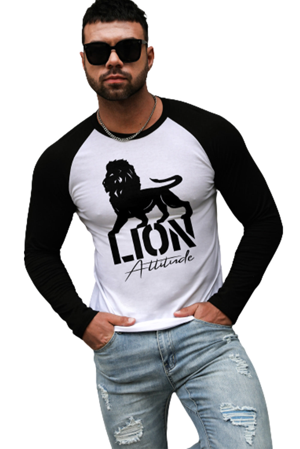 WITHOUT A STOP Horse Print Color Block Men's Top