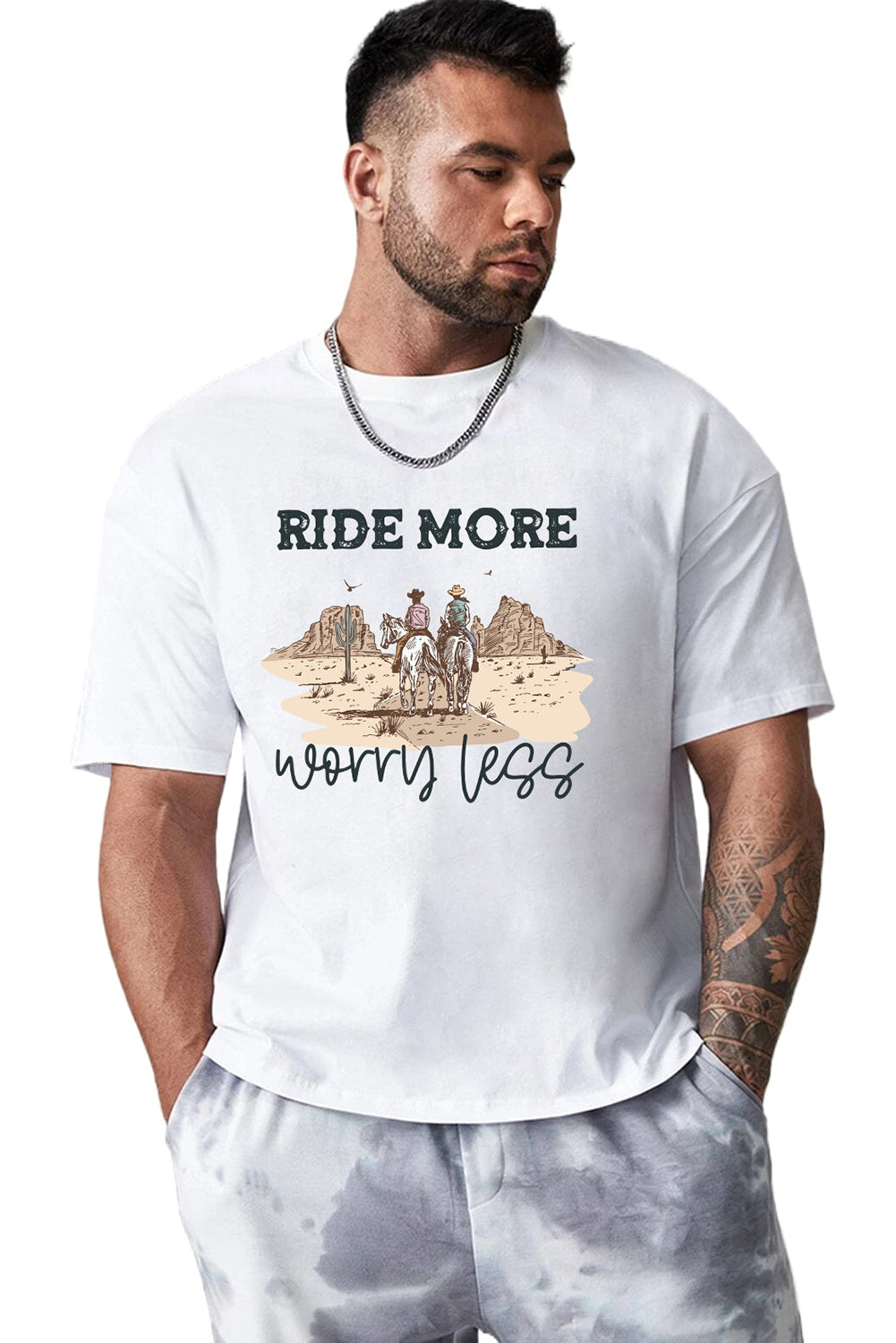 Robotic Bear Print Loose Drop Shoulder Men's T-shirt