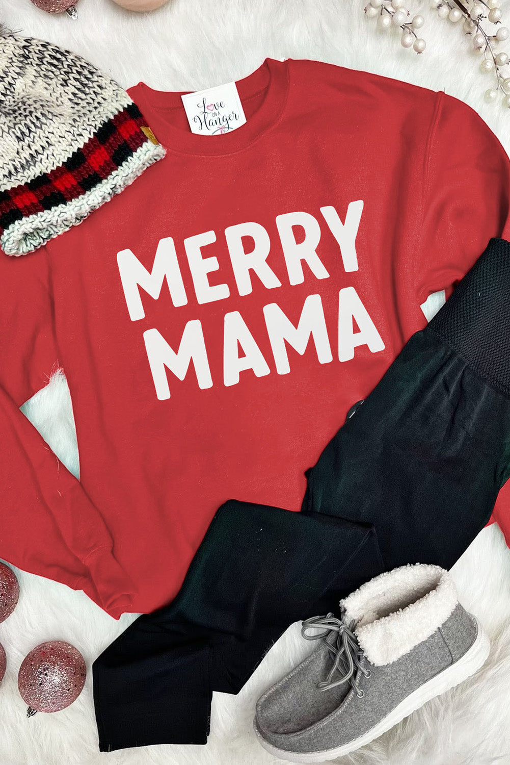 Merry Christmas Graphic Print Long Sleeve Sweatshirt