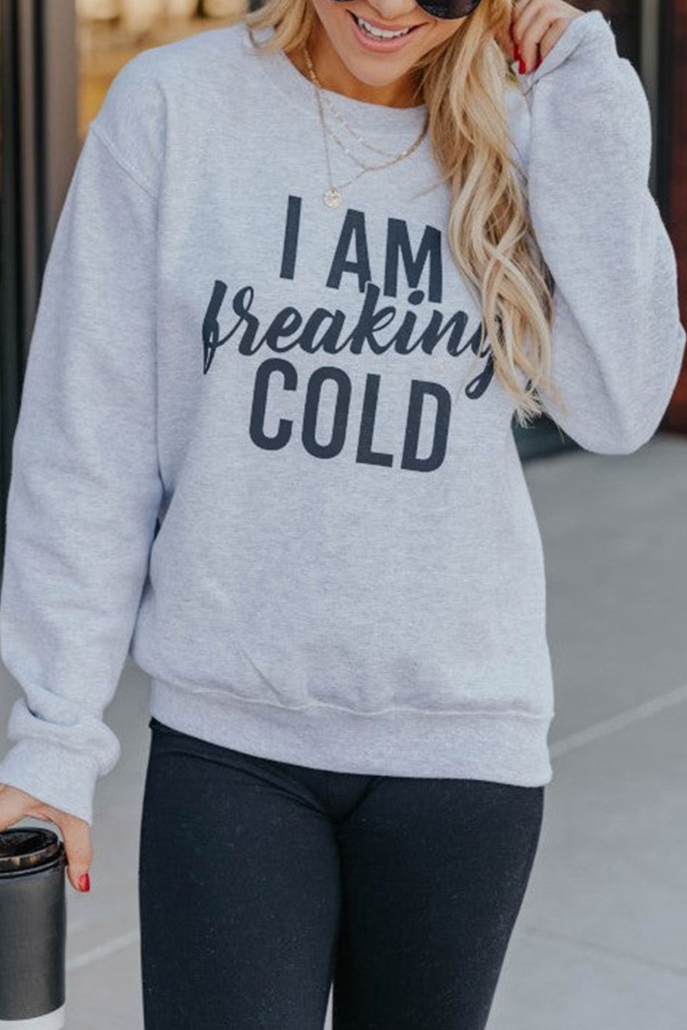 Merry Christmas Graphic Print Long Sleeve Sweatshirt