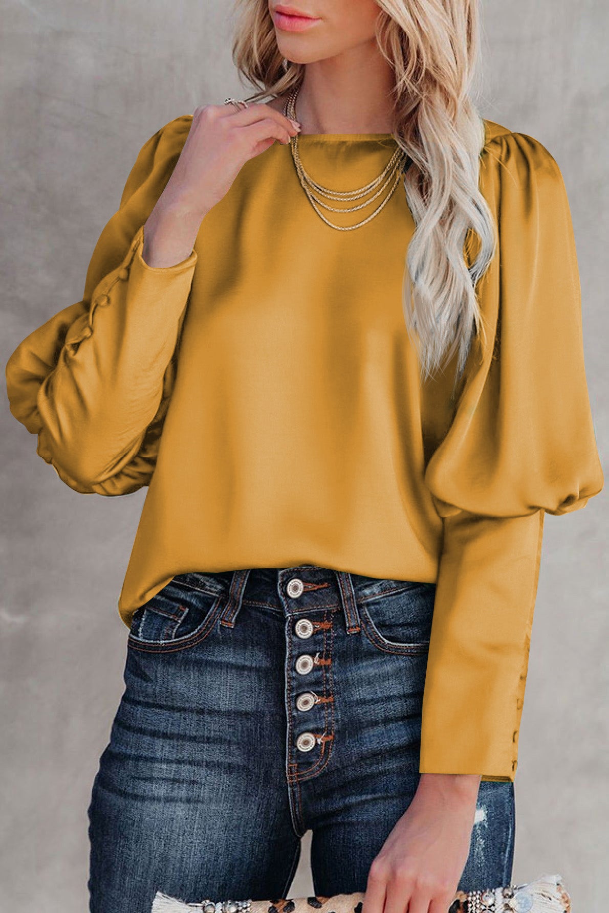 Satin Cuffed Sleeve Shirt
