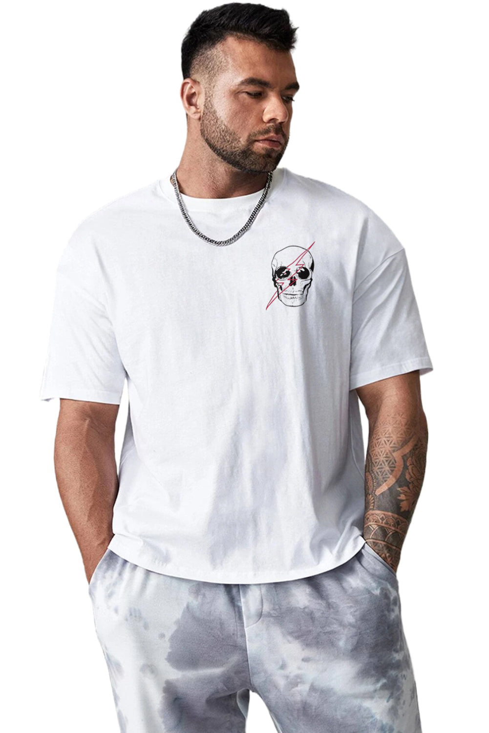 Robotic Bear Print Loose Drop Shoulder Men's T-shirt