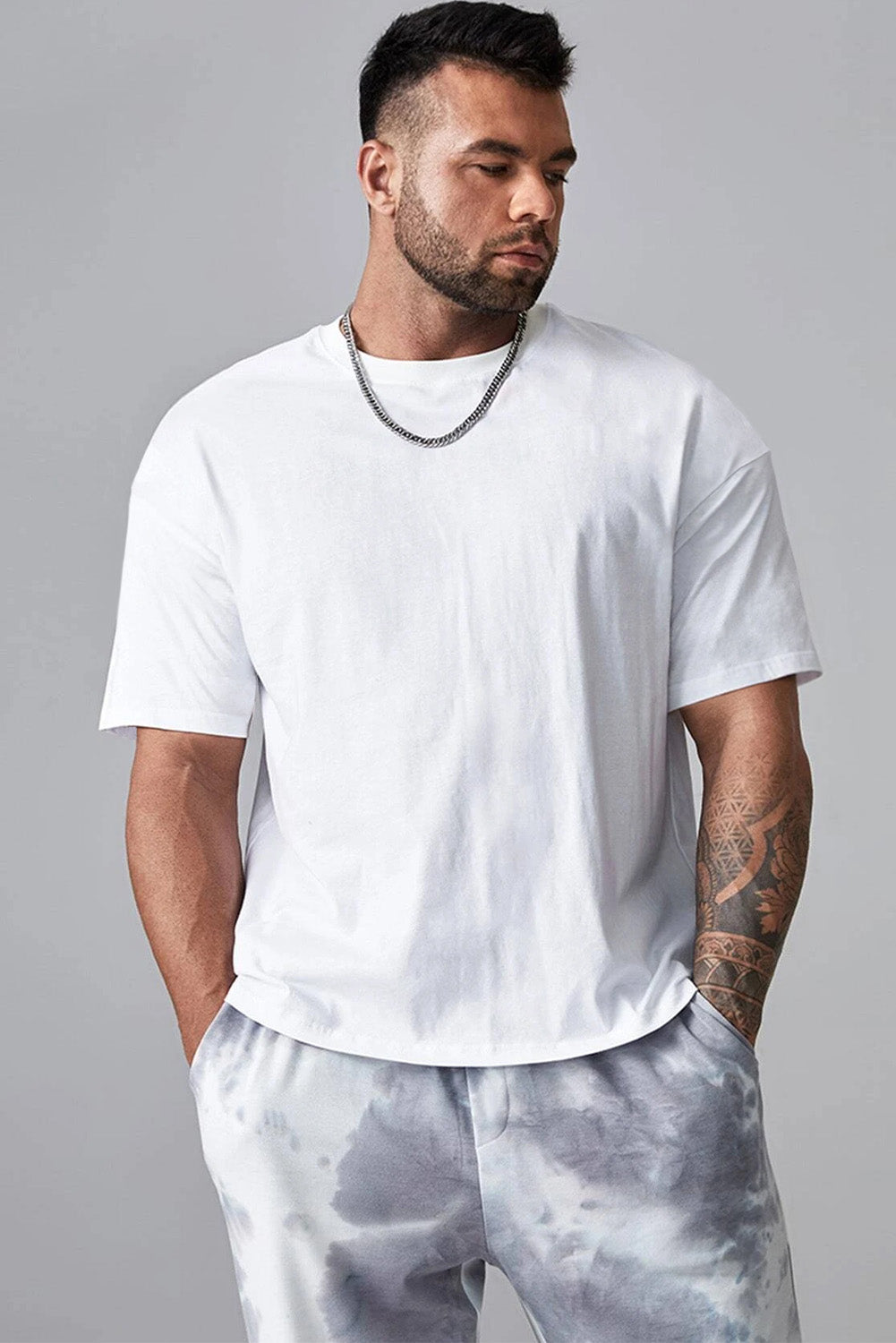 Robotic Bear Print Loose Drop Shoulder Men's T-shirt