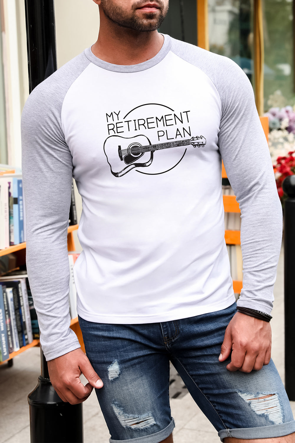 My Retirement Plan Guitar Print Color Block Men's Top