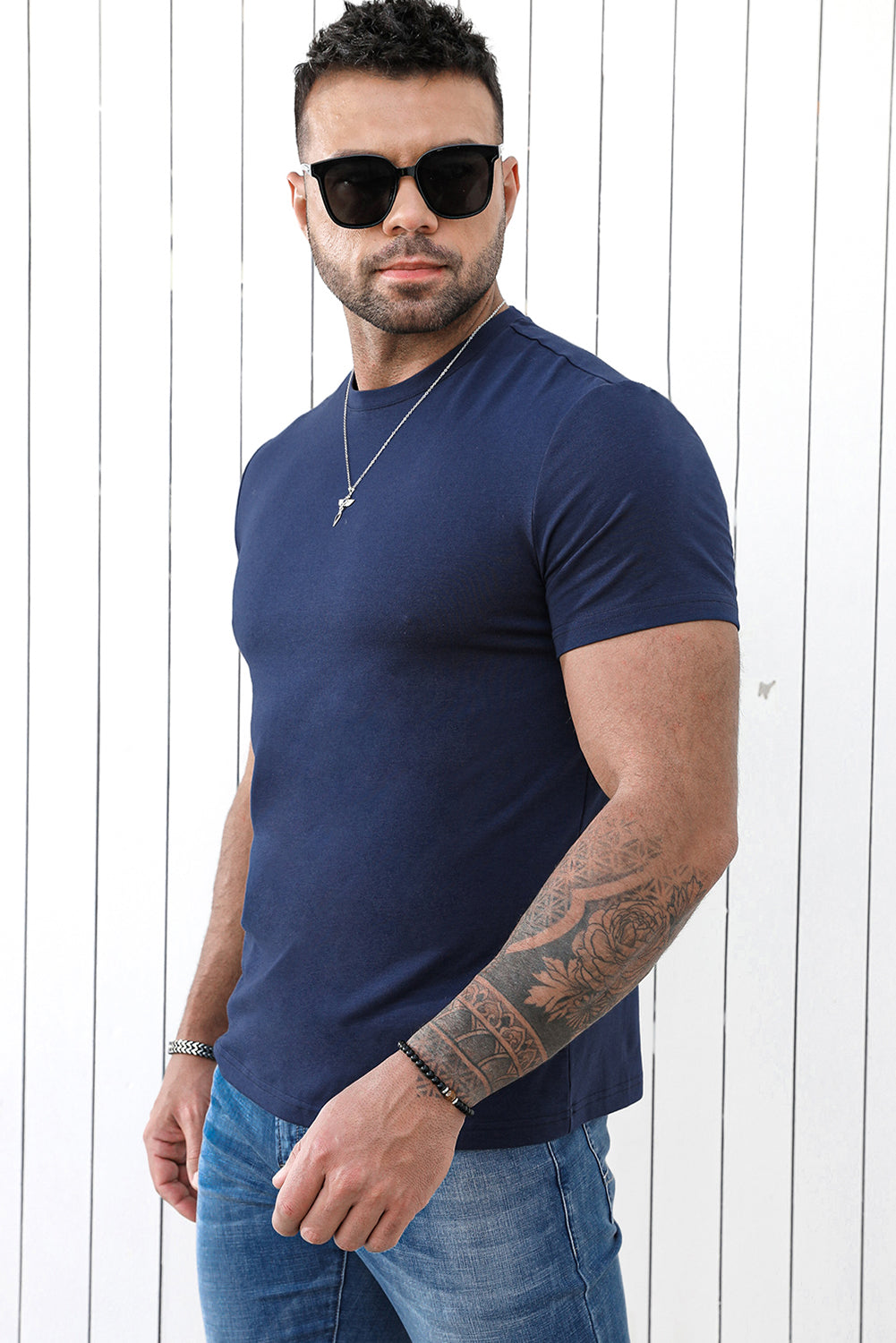 Crew Neck Slogan Letter Print Men's Graphic Tee