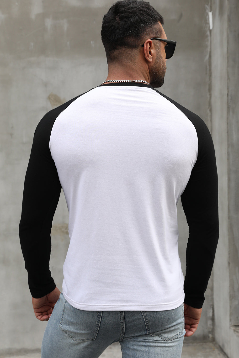 Men's Letter Skull Print Color Block Long Sleeve Top