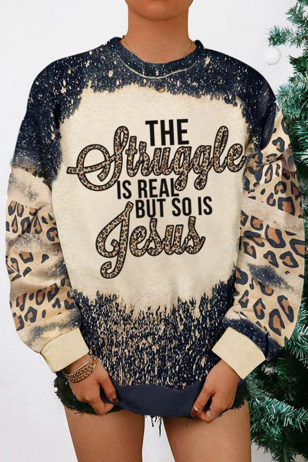 GAME DAY Leopard Rugby Print Graphic Sweatshirt
