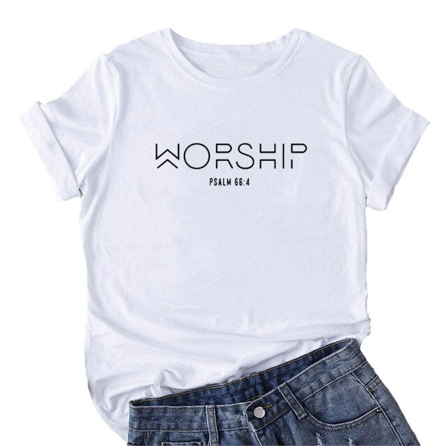 Mikialong Worship T Shirt Women Short Sleeve Christian Tshirt Women Tee Printed Cotton Faith Jesus Tee Shirt Femme T-shirts