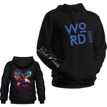 WORD CENTER BLOCK Hoodie w/Eagle Back