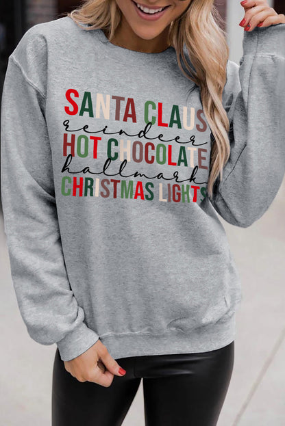 Merry Christmas Graphic Print Long Sleeve Sweatshirt