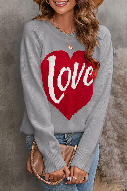 Love Heart Graphic Pattern Knit Sweater