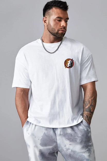 Robotic Bear Print Loose Drop Shoulder Men's T-shirt