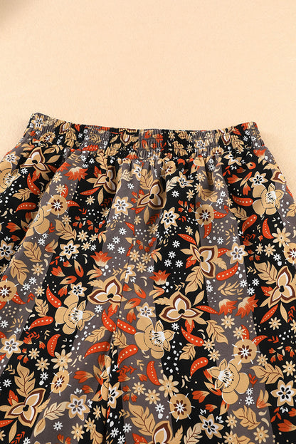 Floral Print High Waist Wide Leg Pants