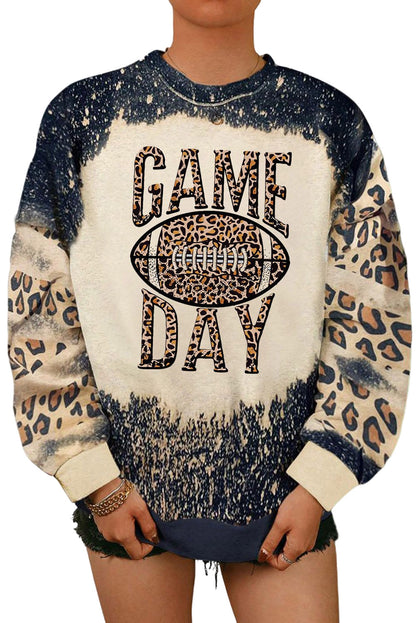 GAME DAY Leopard Rugby Print Graphic Sweatshirt
