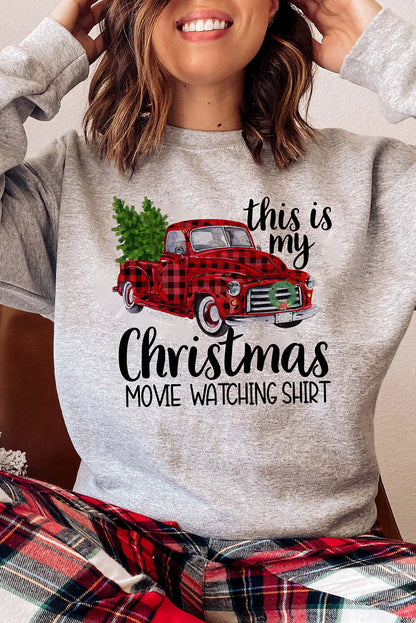 Merry Christmas Graphic Print Long Sleeve Sweatshirt