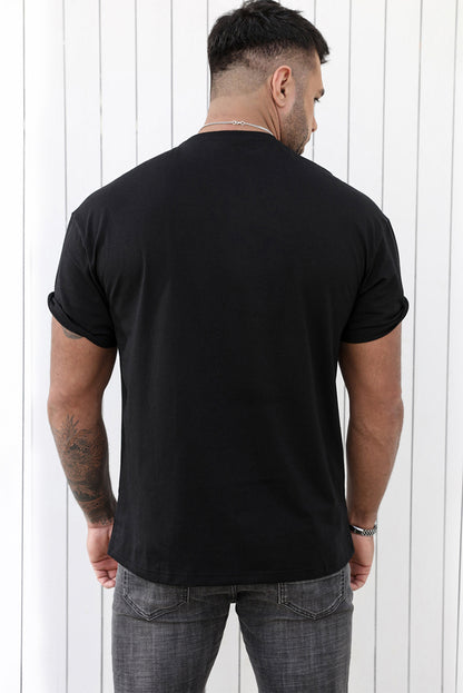 CRAYONS Letter Print O-neck Short Sleeve Men's T Shirt