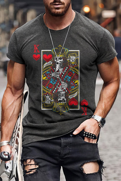 Men's Playing Cards Print Short Sleeve Graphic T-shirt