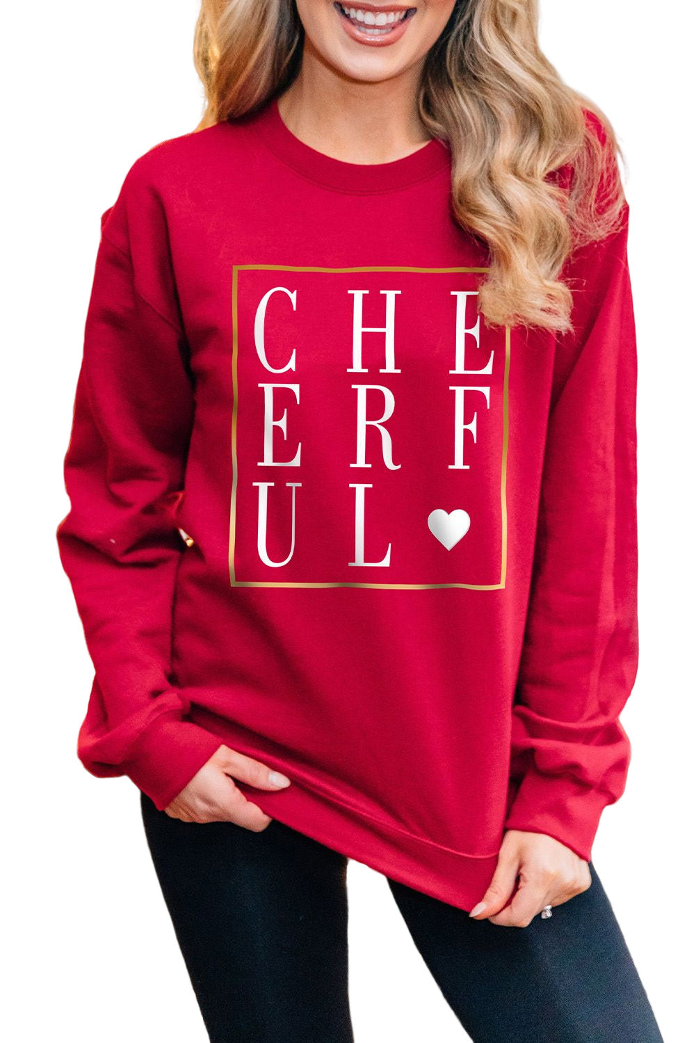 Merry Christmas Graphic Print Long Sleeve Sweatshirt