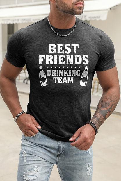 Best Friends Wine Bottle Graphic Print Short Sleeve Men's T Shirt
