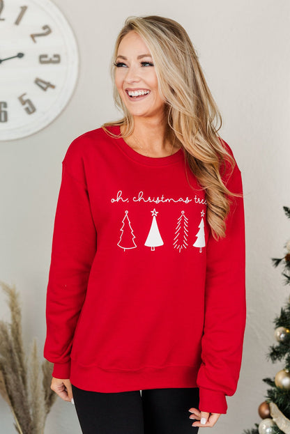 Merry Christmas Graphic Print Long Sleeve Sweatshirt