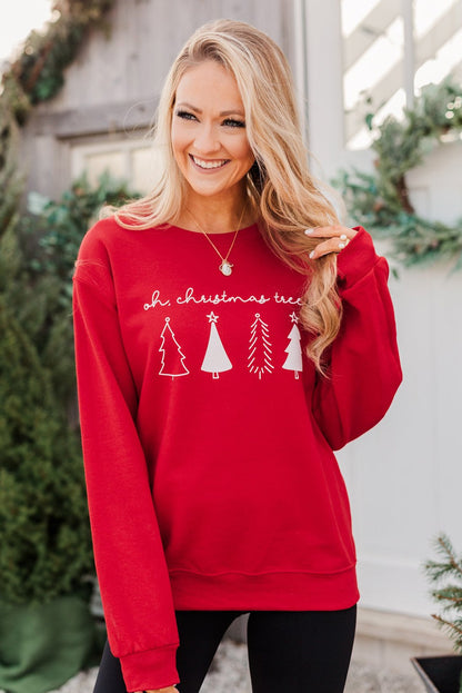 Merry Christmas Graphic Print Long Sleeve Sweatshirt