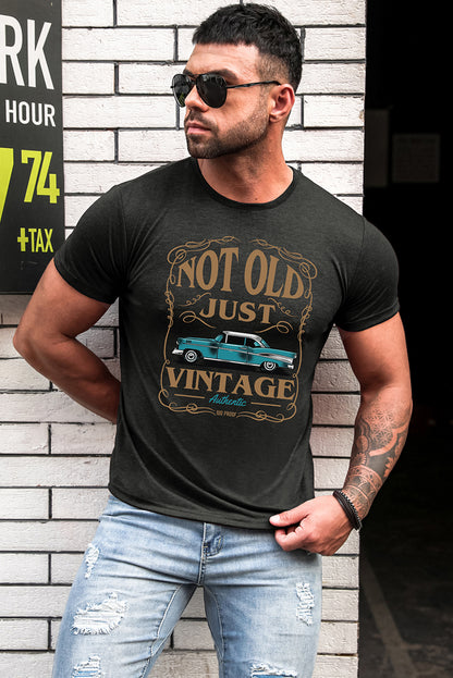 Not Old Just Vintage Car Print Slim Fit Men's Graphic Tee