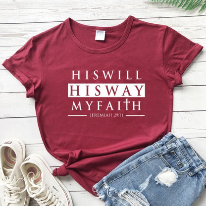 His Will His Way My Faith Jeremiah 29:11 T-shirt Unisex Scripture Christian Tshirt Casual Bible Verse Top Tee Shirt