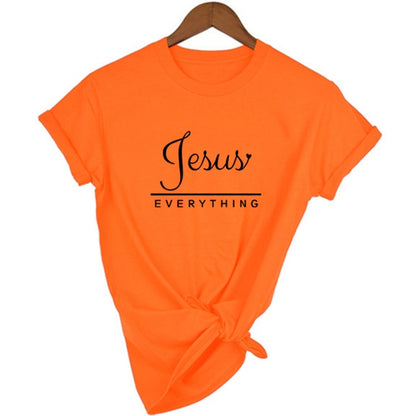 Jesus Everything Slogan Women's Summer T-Shirt Christian Harajuku T Shirts Religion Faith Tees Shirts Ladies Tshirt Casual Tops