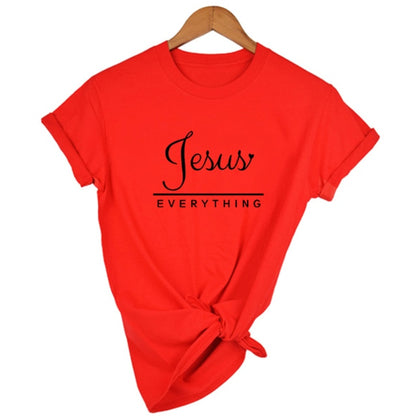 Jesus Everything Slogan Women's Summer T-Shirt Christian Harajuku T Shirts Religion Faith Tees Shirts Ladies Tshirt Casual Tops
