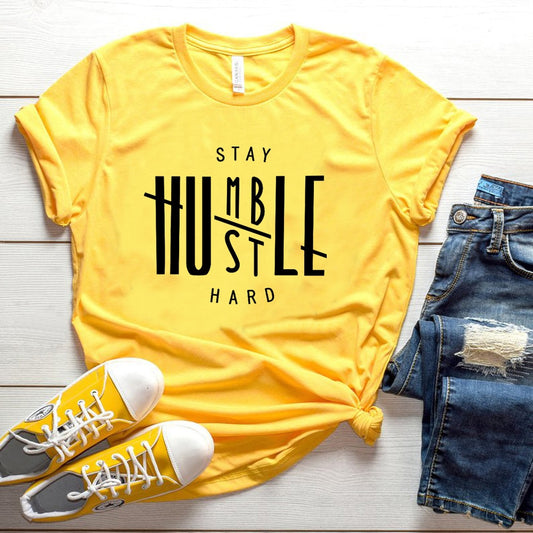 Funny Grunge Tumlbr Tees Friend Gift Jesus Party Tops Tshirt Leisure Tee Christian UNISEX Stay Humble Hustle Hard T-shirt